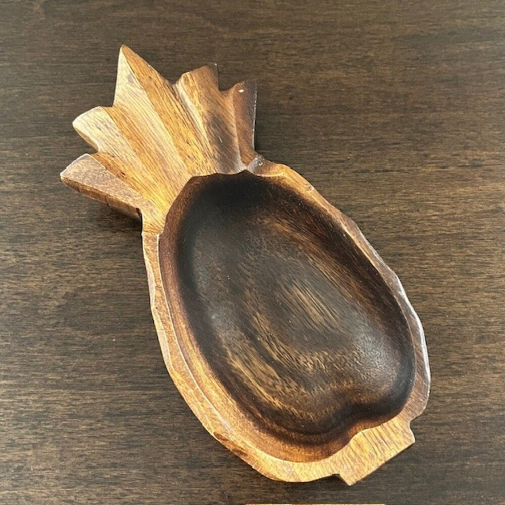 Rustic Wooden Pineapple Bowl Trinket Dish